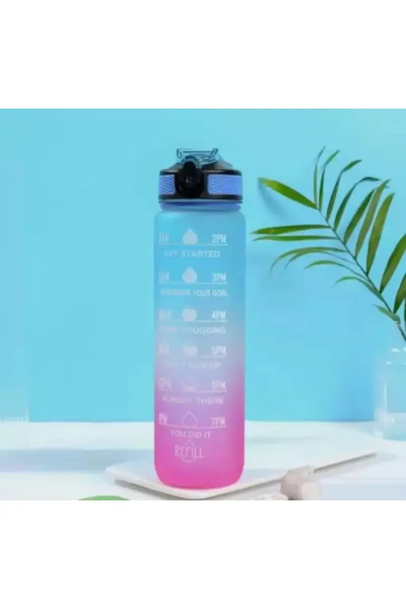 Plastic Sipper Water Bottle - 1000 ml (Teal-Lavender) 
