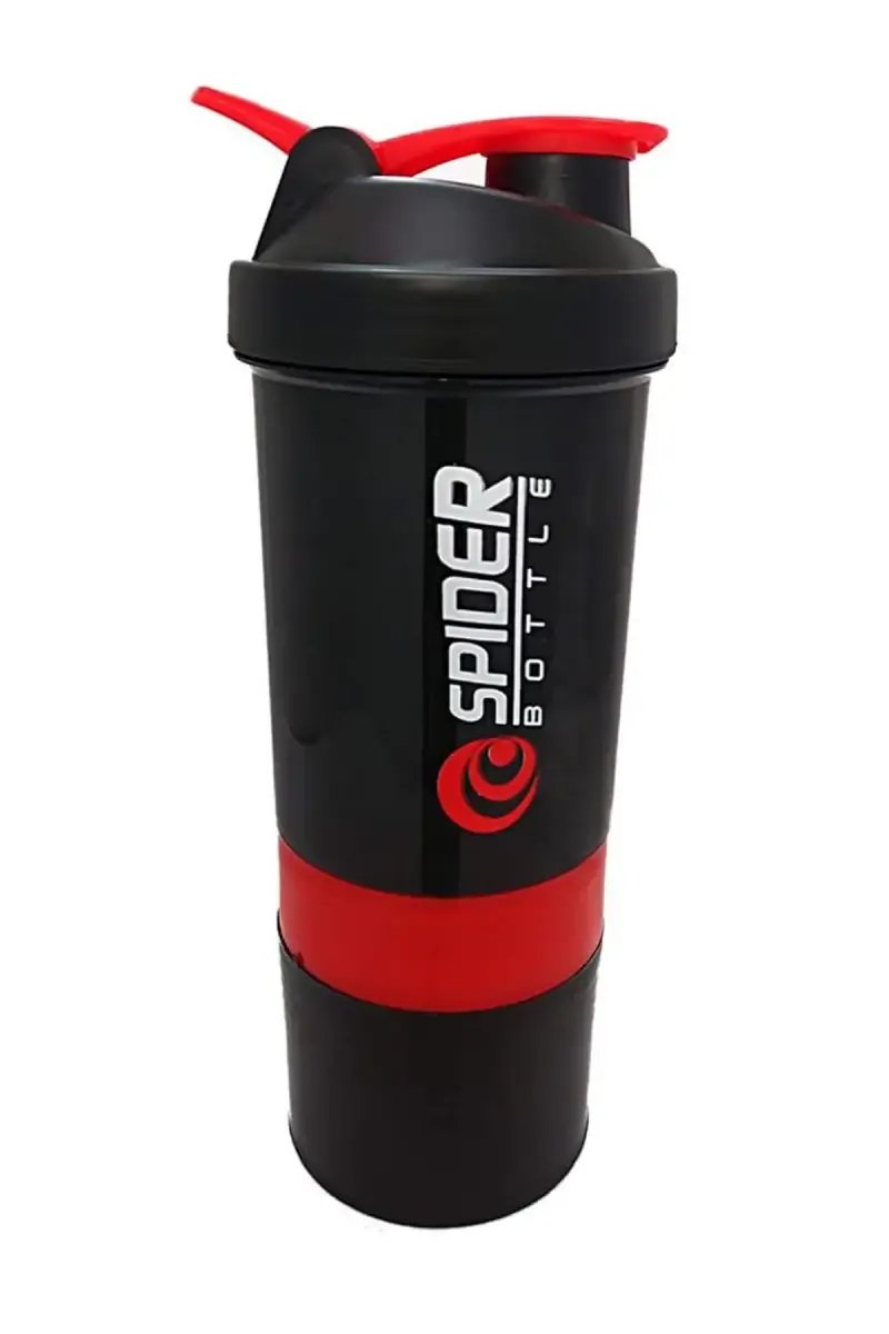 Spider Plastic Shaker Bottle (Black-Red) - 500 ml