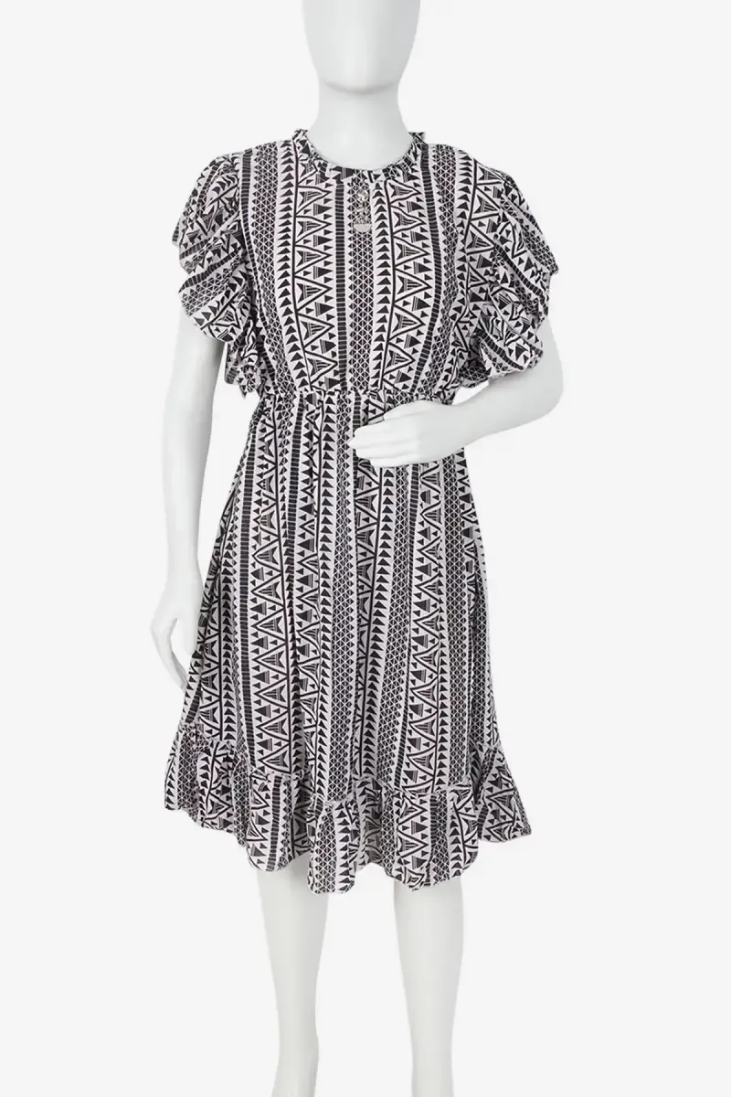 Georgette Geometric Printed Dress for Women