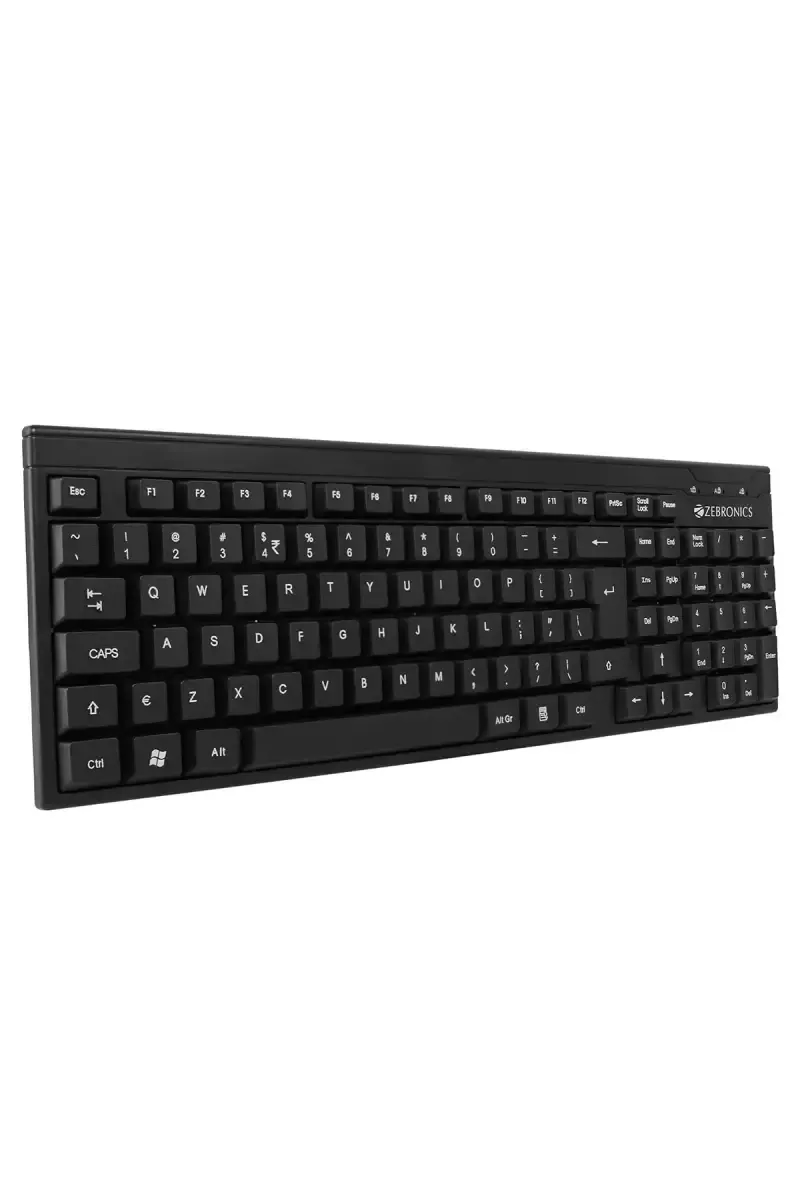 Zebronics K35 USB Wired Keyboard with Rupee Key, UV Coated Keys, and Slim Design (Black)