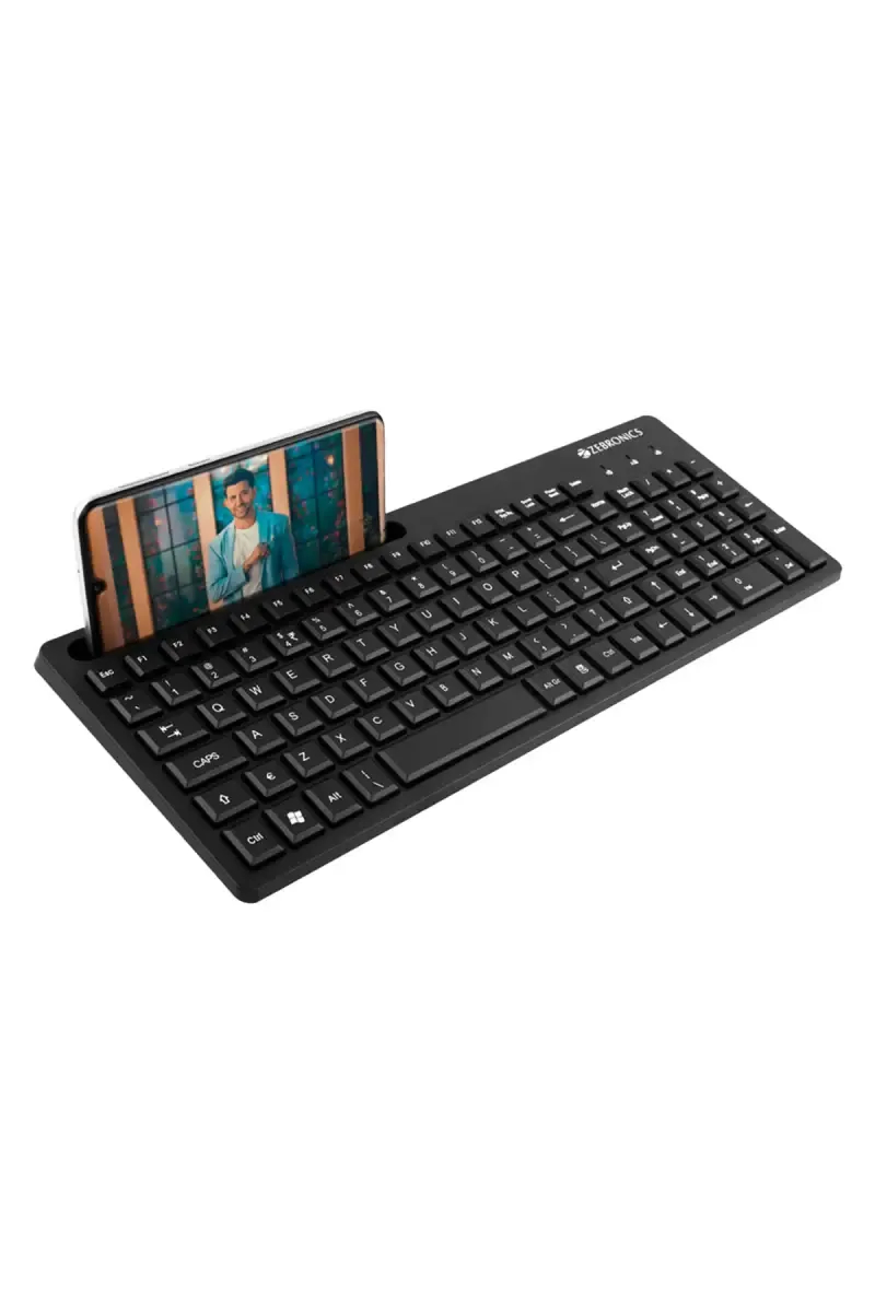 Zebronics K36 USB Wired Keyboard with 106 Keys, Smartphone Holder, Retractable Stand, Rupee Key (Black)