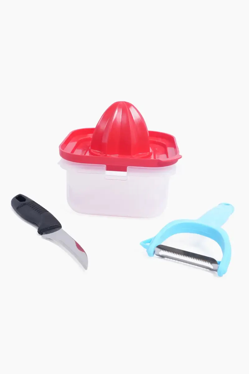 Plastic & Stainless Steel Juicer, Peeler & Knife - 3 Pcs (Combo Pack)