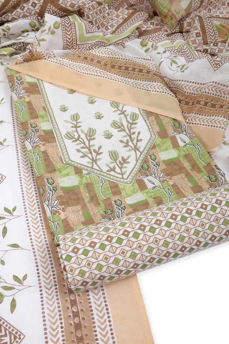 Cotton Printed Unstitched Chudidhar Material for Women