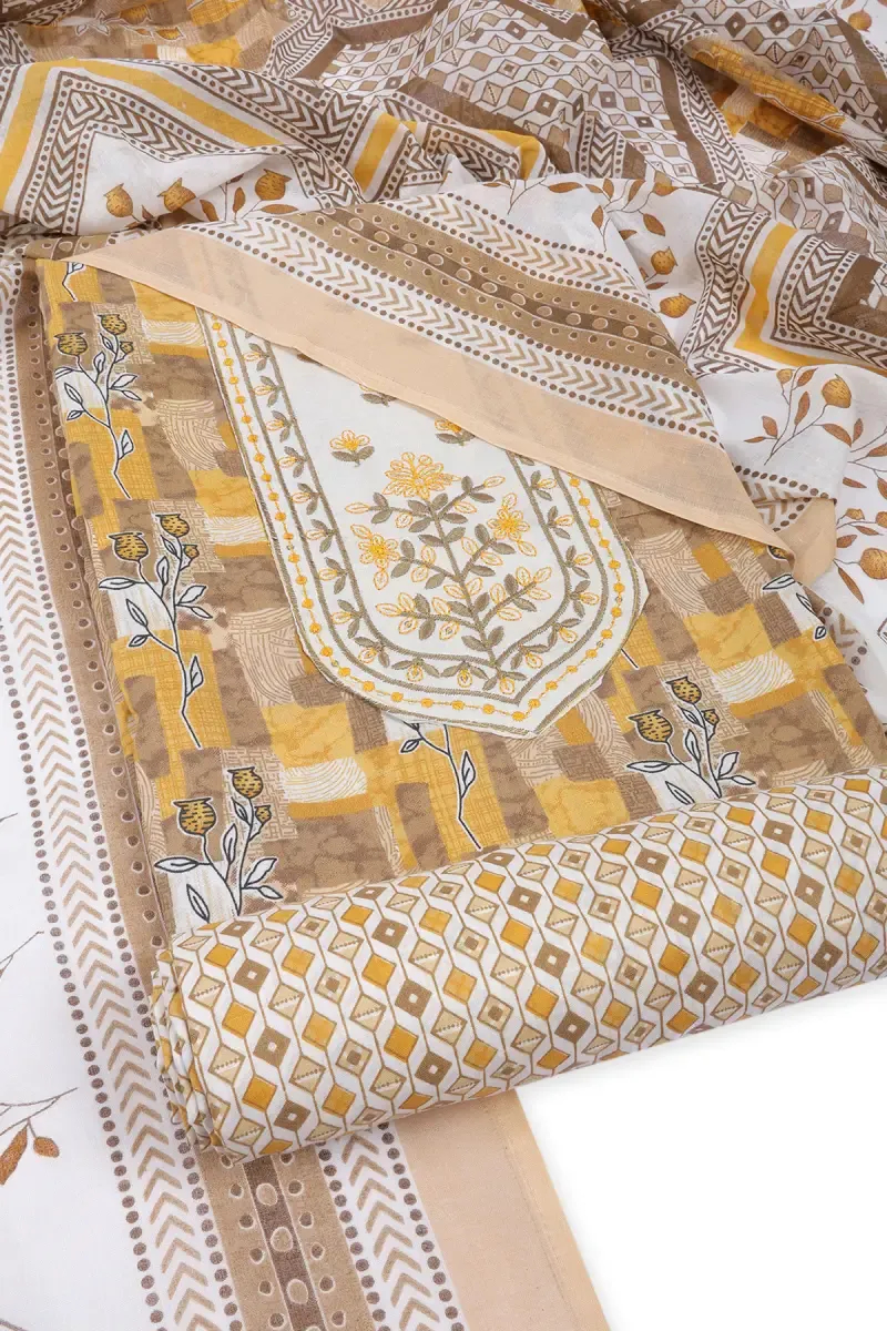 Cotton Printed Unstitched Chudidhar Material for Women