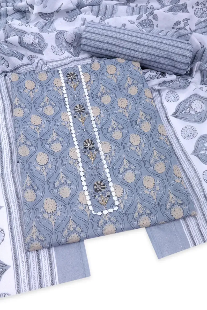 Cotton Floral Printed Unstitched Dress Material for Women