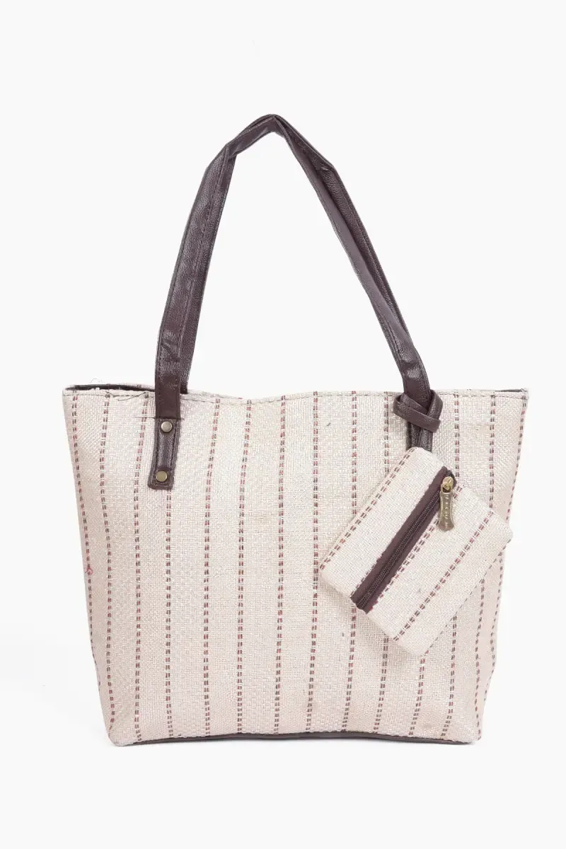 Women's Jute Hand Bag with Small Purse