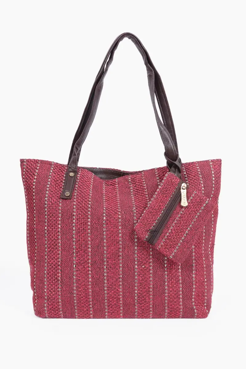Women's Jute Hand Bag with Small Purse