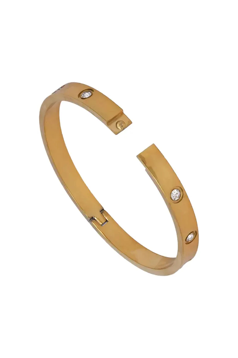 Gold Plated Cubic Zirconia Kada Bracelet