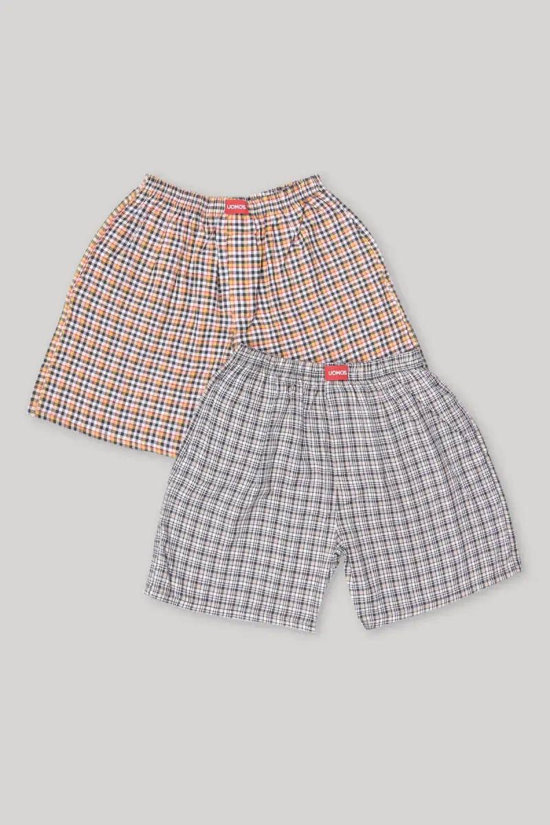 Men's Pack of 2 Cotton Checkered Boxers 