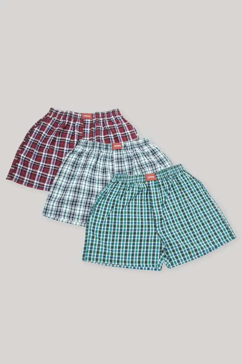 Men's Cotton Checkered Boxers (Pack of 3)