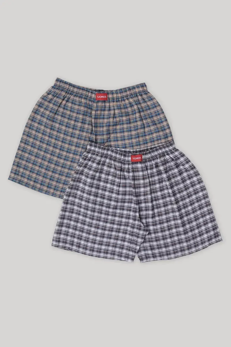 Men's Cotton Checkered Boxers (Pack of 2)