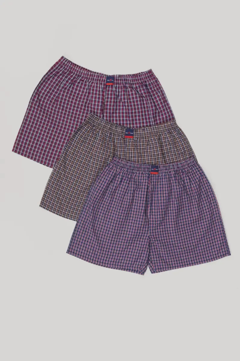 Men's Cotton Checkered Boxers (Pack of 3)