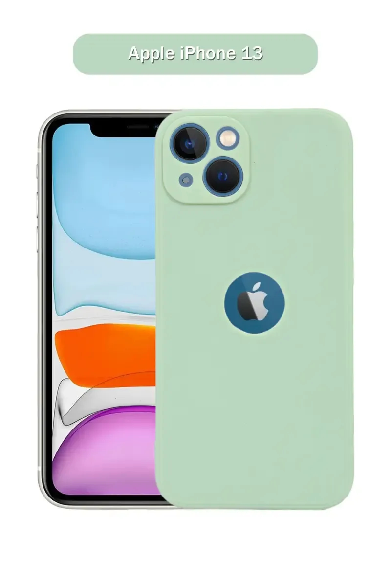 Silicone Solid Soft Back Cover Case for Apple iPhone 13 With Full Body Protection and Camera Protection (Light Green)