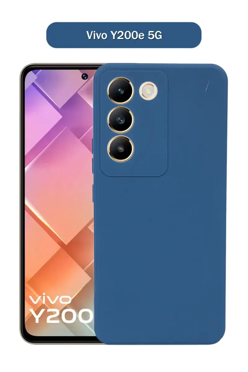 Silicone Solid Soft Back Cover Case for Vivo Y200e 5G With Full Body Protection and Camera Protection (Blue)