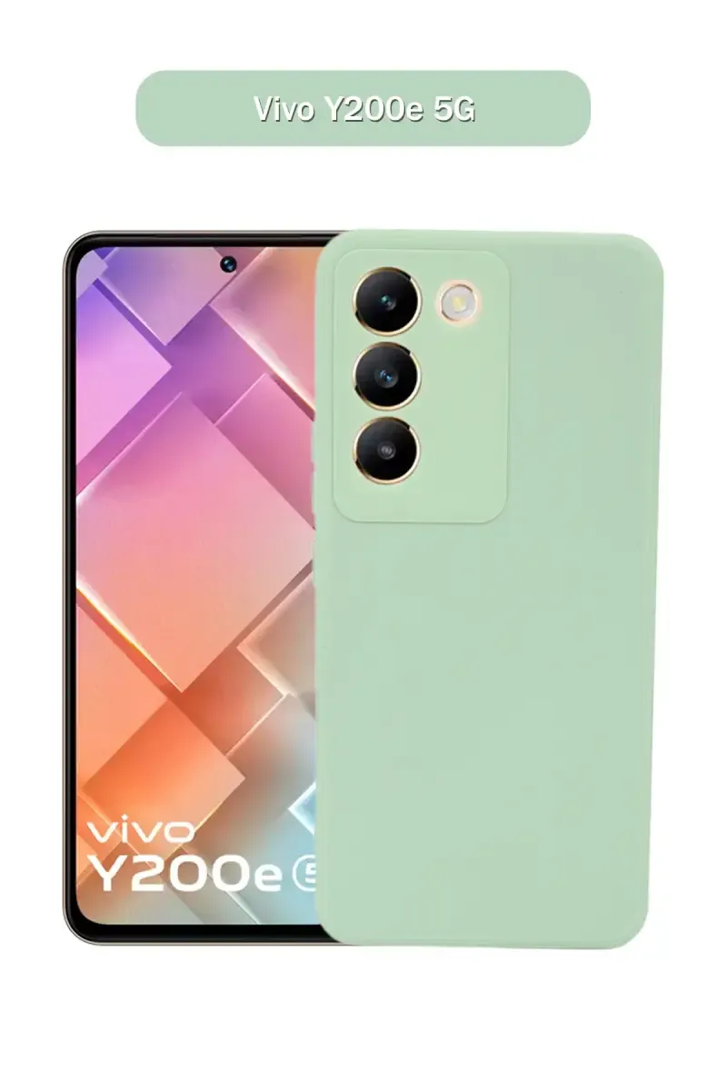 Silicone Solid Soft Back Cover Case for Vivo Y200e 5G With Full Body Protection and Camera Protection (Light Green)