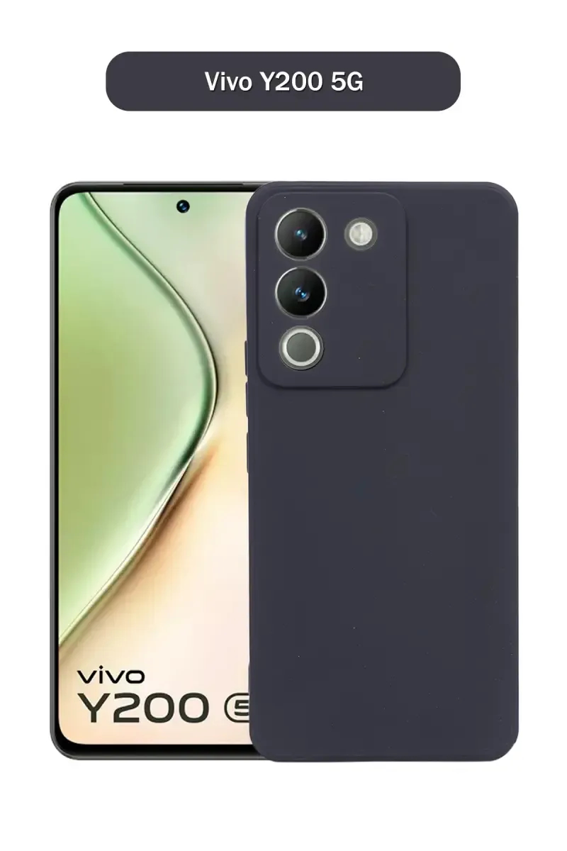 Silicone Solid Soft Back Cover Case for Vivo Y200 5G With Full Body Protection and Camera Protection (Black)