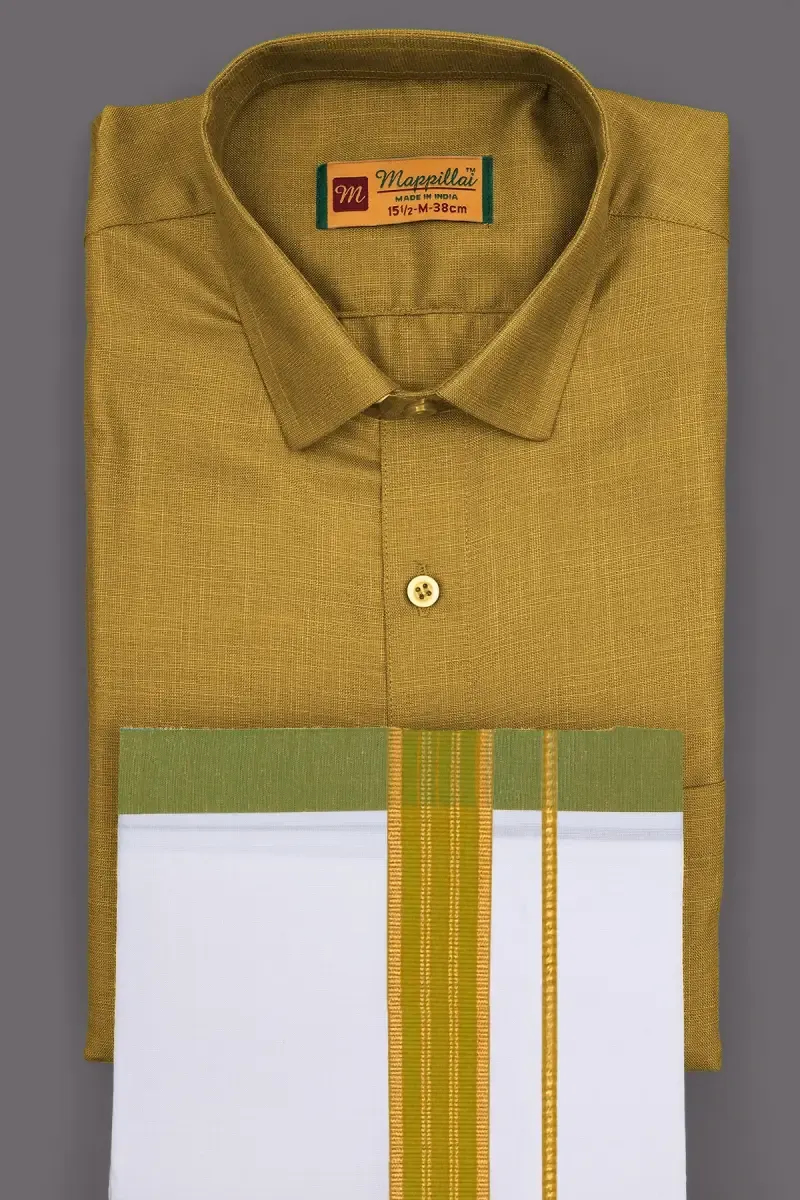 Men's Cotton Shirt with Dhoti Set (2-Pcs Set)