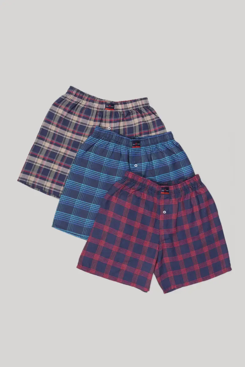 Men's Cotton Checkered Boxers (Pack of 3)