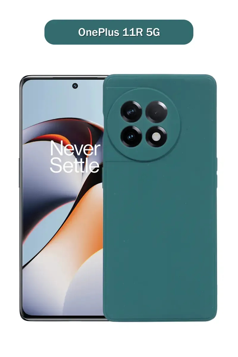 Silicone Solid Soft Back Cover Case for OnePlus 11R 5G With Full Body Protection and Camera Protection (Green)