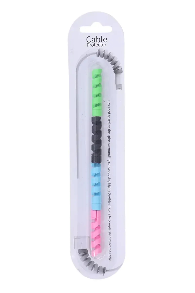 Silicone 4 Piece Spiral Style Cable Protector (Wire Protector) For Charging Cables, Data Cables, Earphones (Multicolor)
