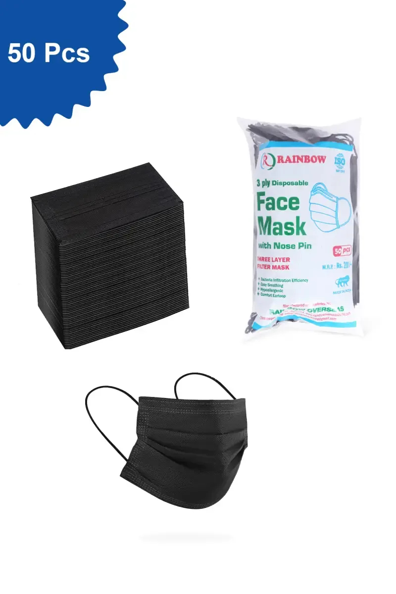 3 PLY Disposable Face Mask - Pack Of 50