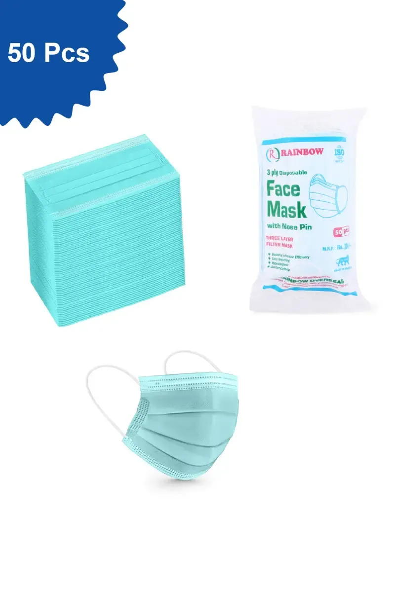 3 PLY Disposable Face Mask - Pack Of 50