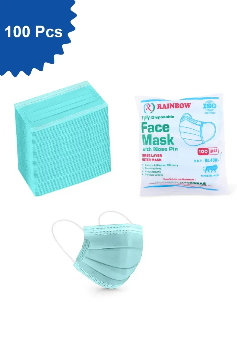 3 PLY Disposable Face Mask - Pack Of 100