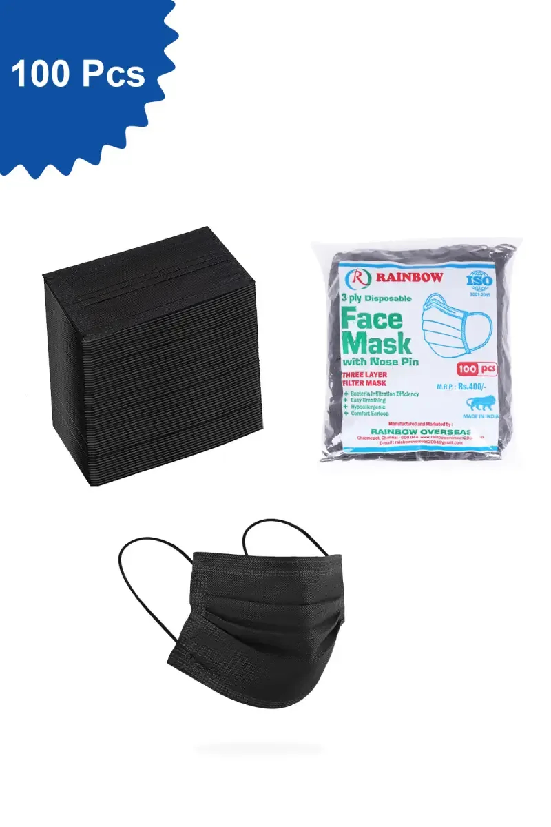 3 PLY Disposable Face Mask - Pack Of 100