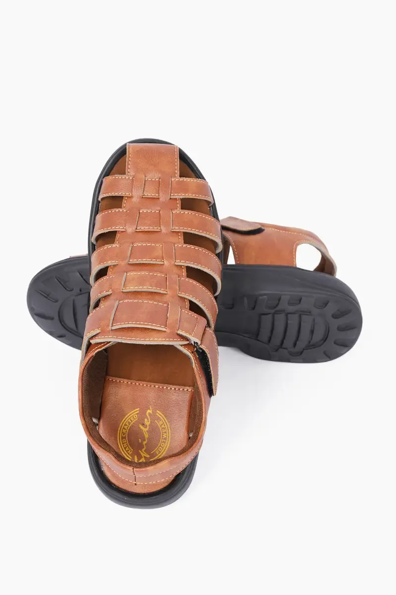 Men's Synthetic Leather Velcro Sandals