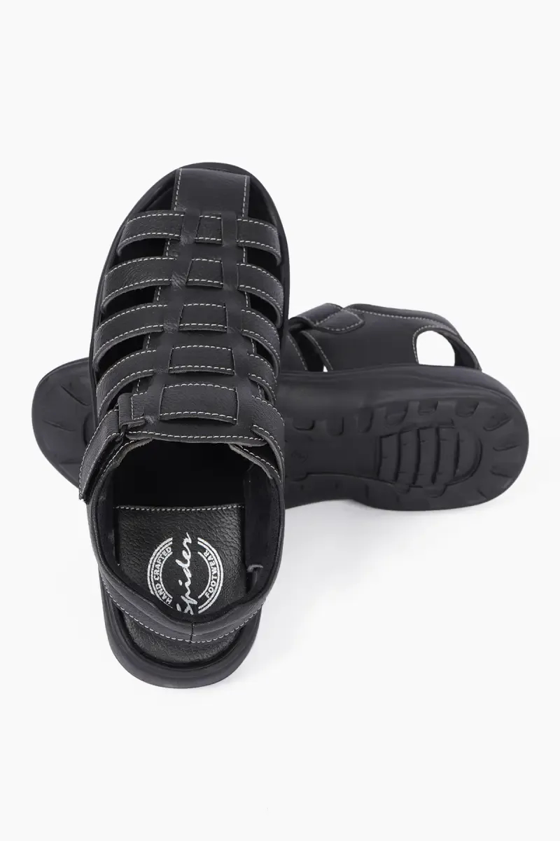 Men's Synthetic Leather Velcro Sandals