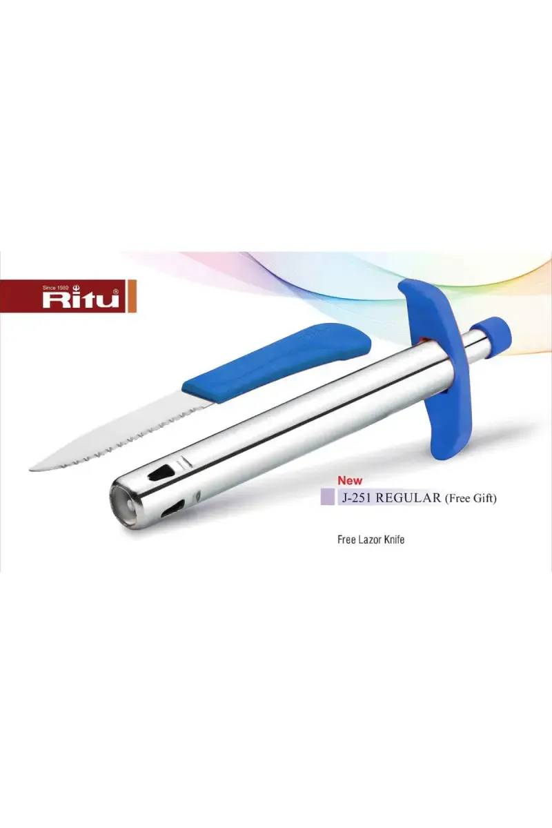 Ritu Plastic & Steel Gas Lighter with Knife - 17cm
