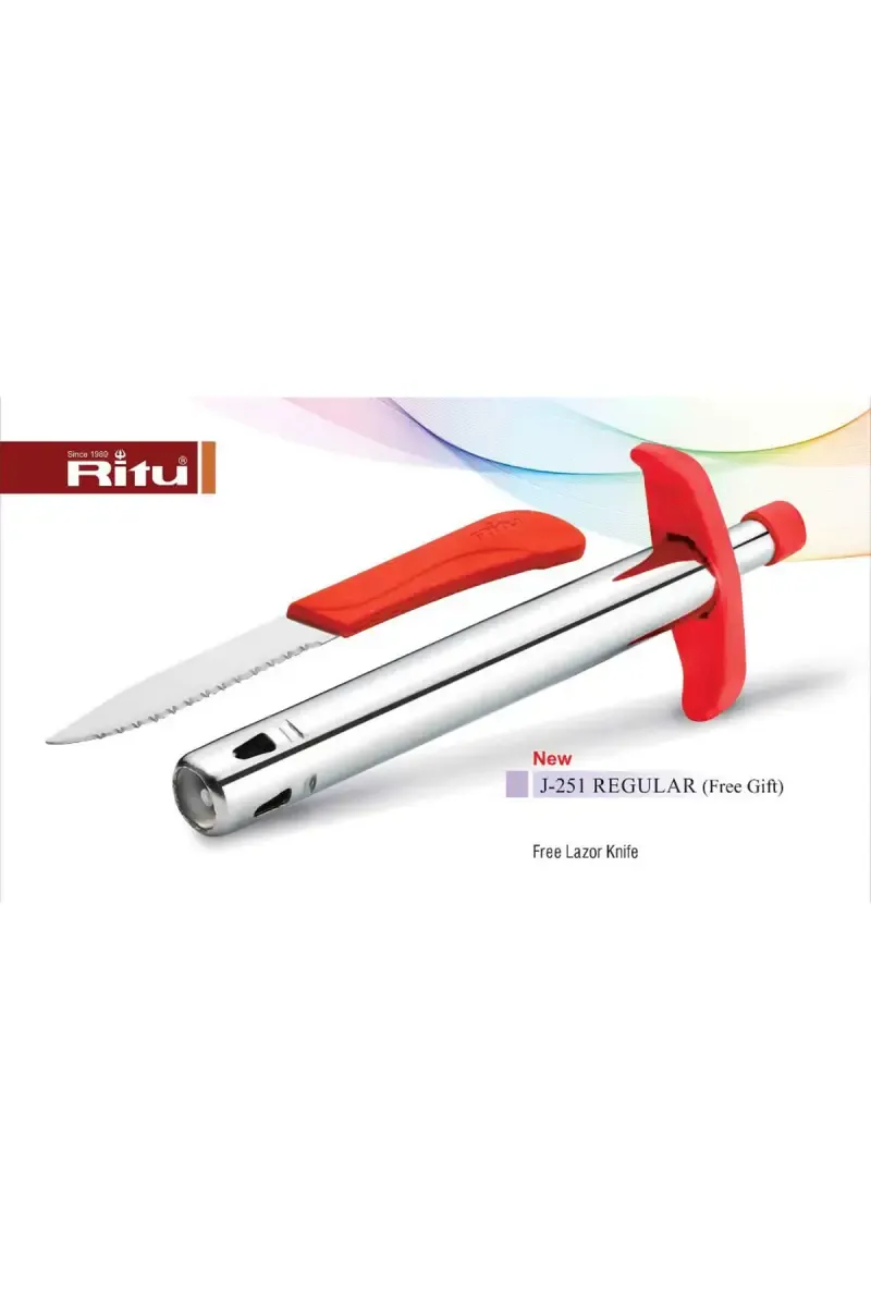 Ritu Plastic & Steel Gas Lighter with Knife - 17cm