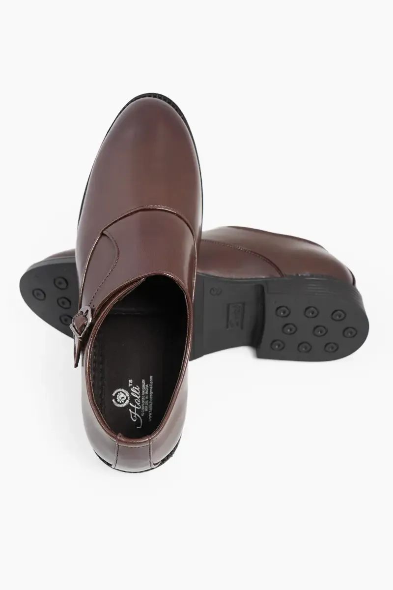 Solid Synthetic Leather Monk Shoes for Men