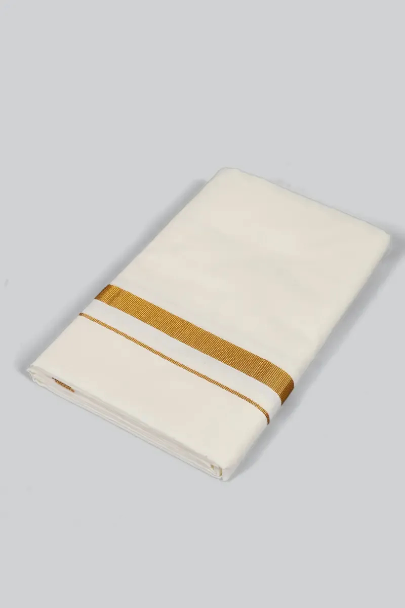 Men's Gold Zari Border Pure Cotton Dhoti 