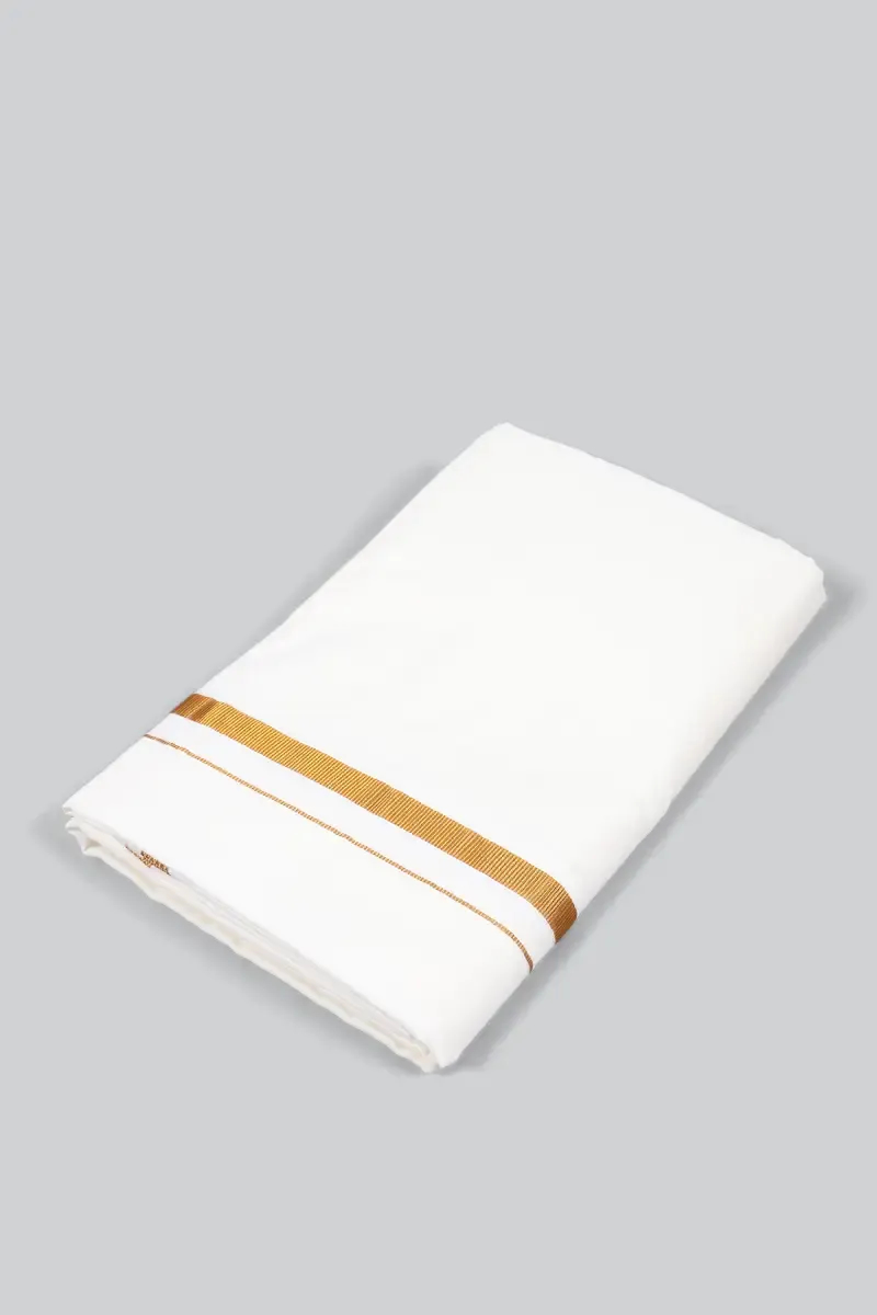 Pure Cotton Solid Dhoti with Zari Border for Men