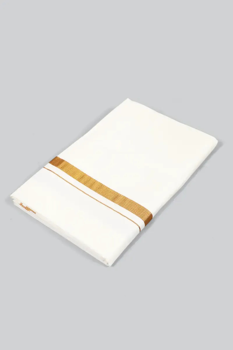 Cotton Solid Dhoti with Zari Border for Men