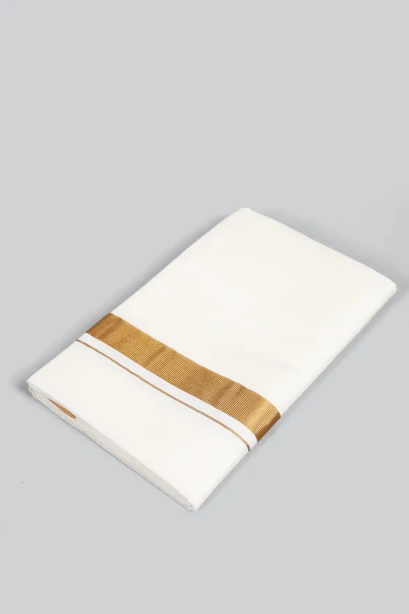 Men's Cotton Unstitched Dhoti with Zari Border 