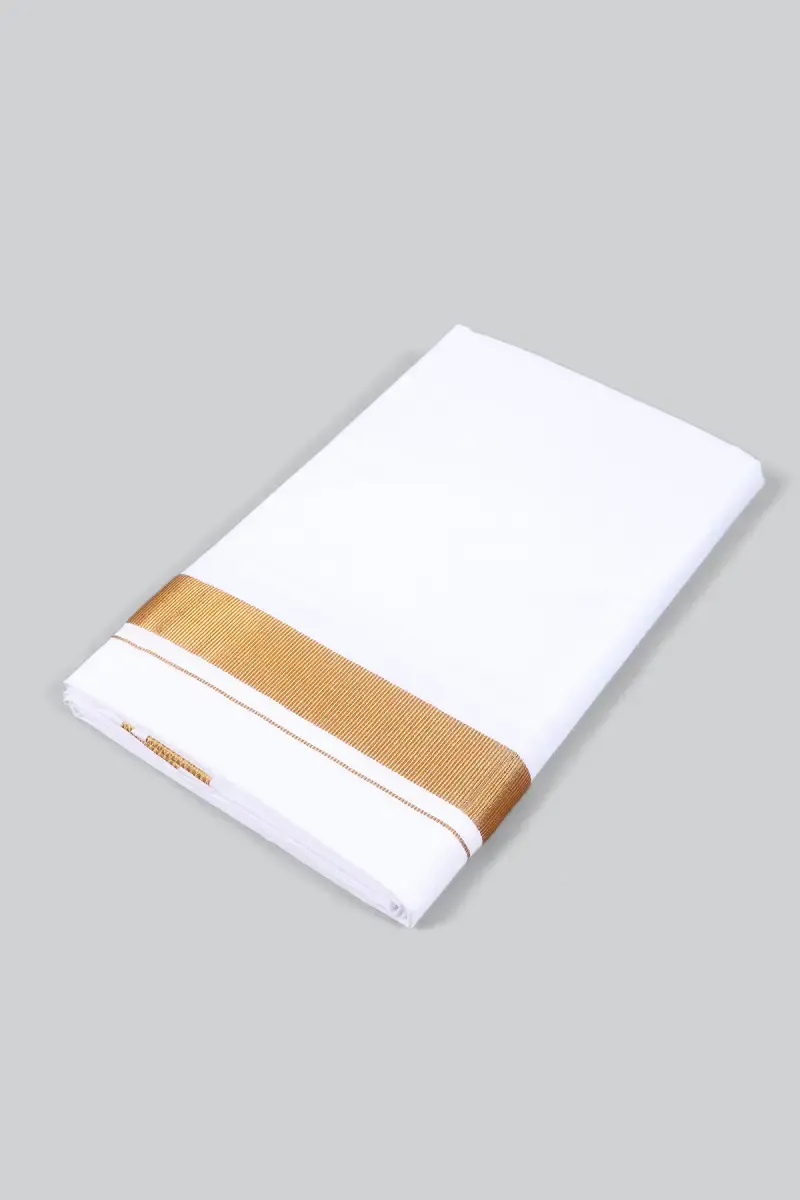 Gold Zari Border Cotton Dhoti for Men