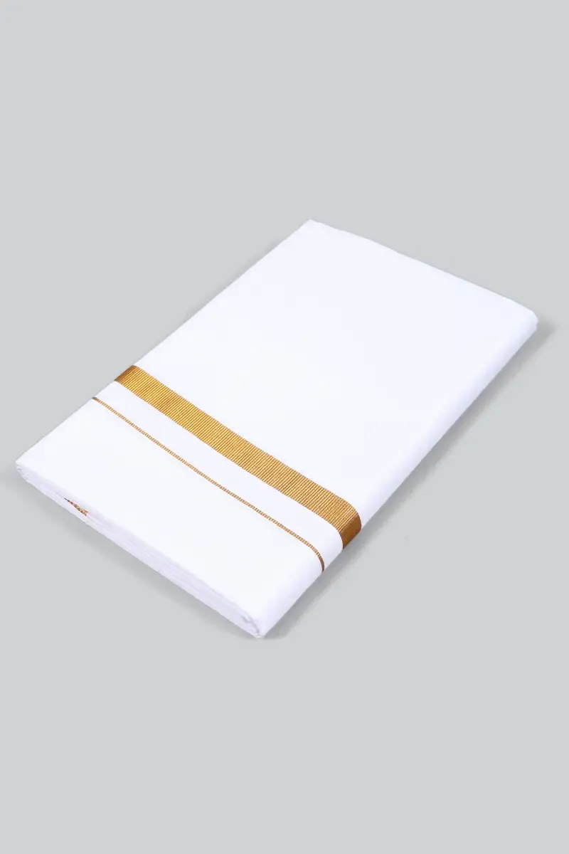 Solid Cotton Dhoti with Zari Border for Men