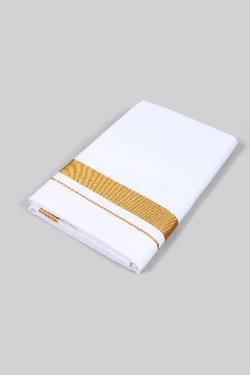 Cotton Solid Dhoti with Zari Border for Men