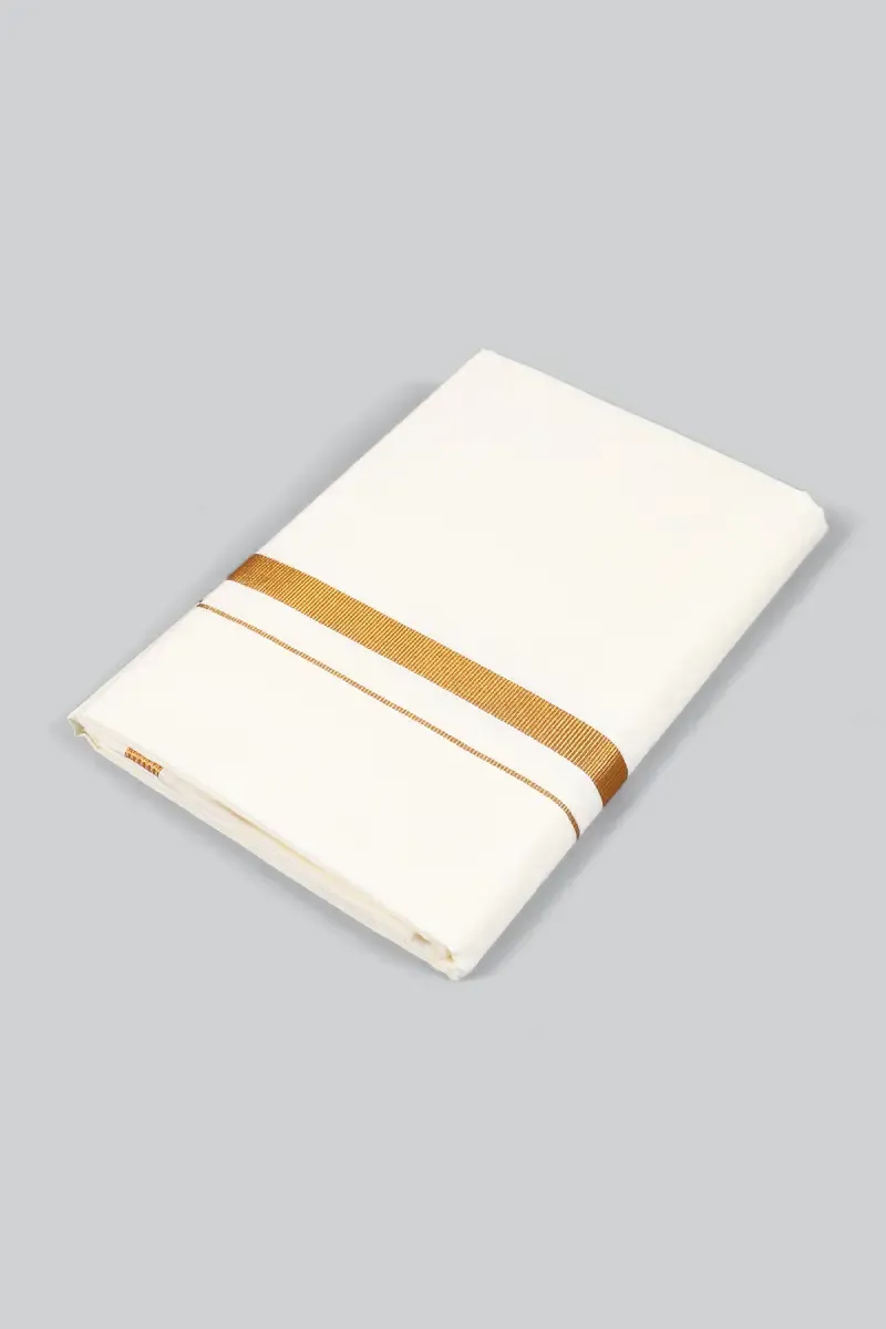 Solid Gold Zari Border Dhoti for Men (3.8 approx)