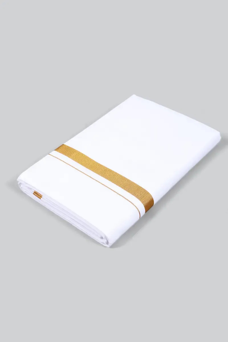 Men's Cotton Solid Dhoti with Zari Border