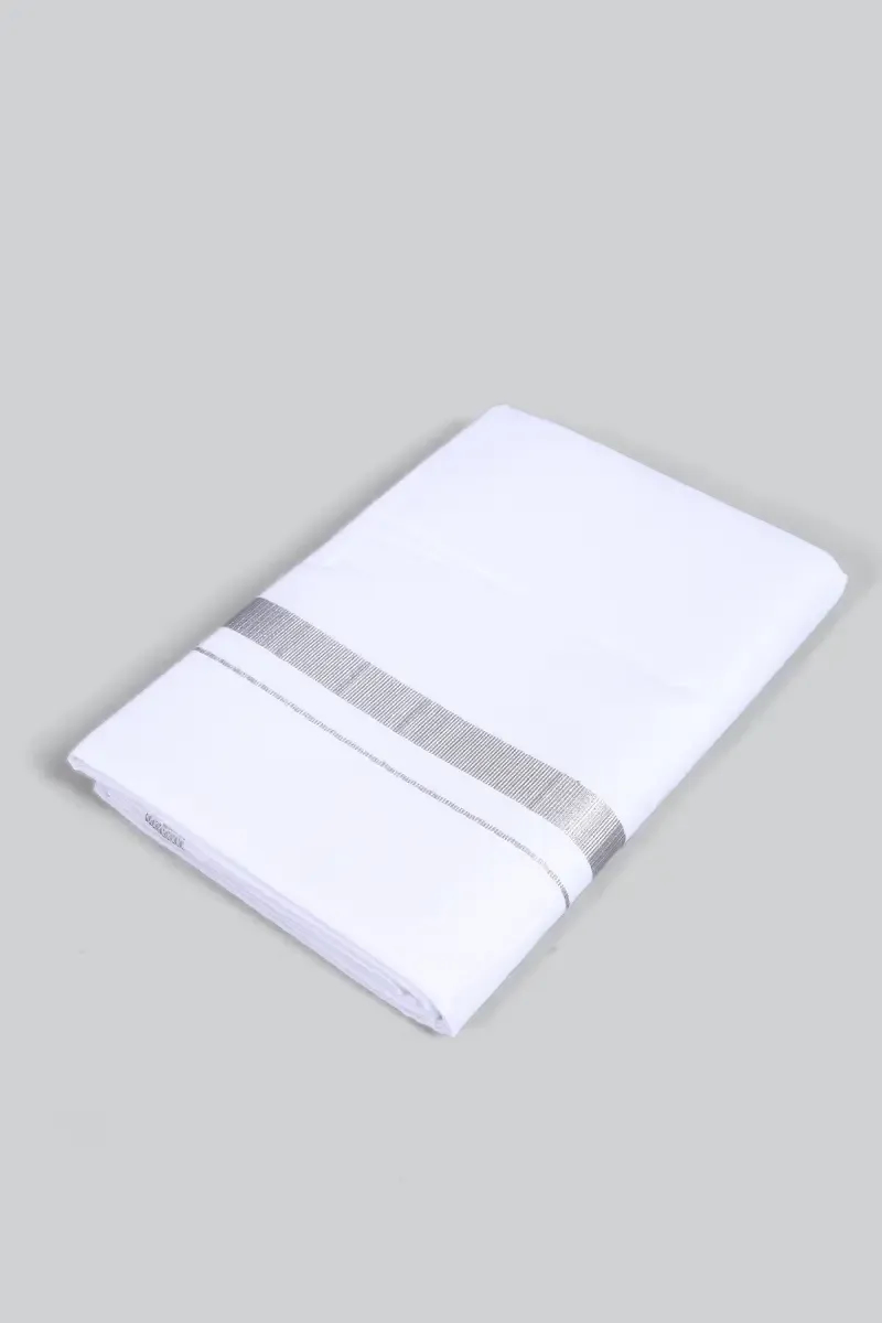 Men's Cotton Solid Dhoti with Zari Border