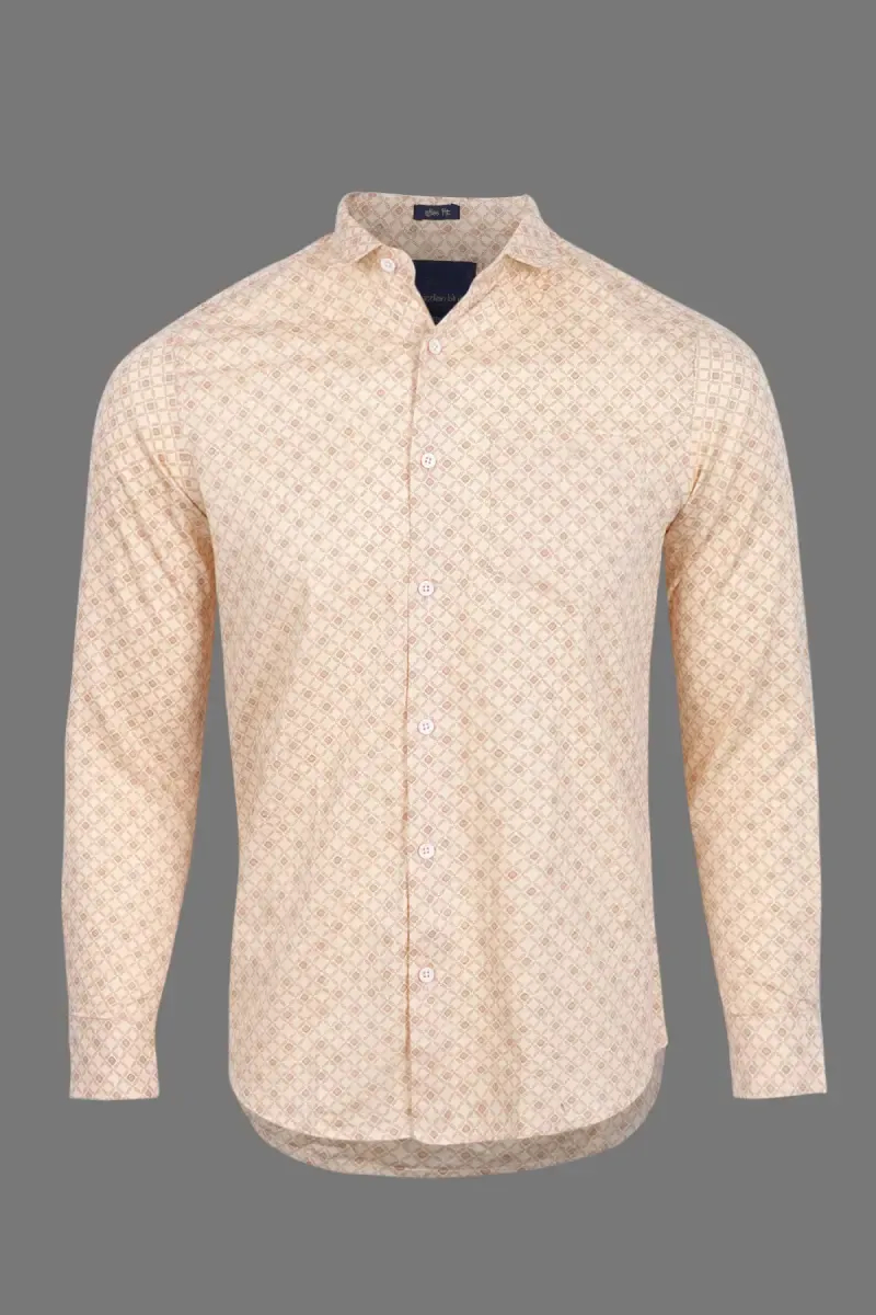 Cotton Printed Slim Fit Shirt for Men