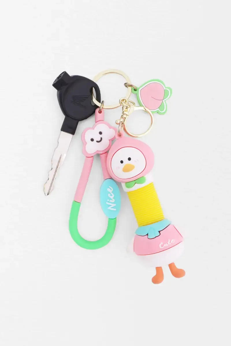 Cute Duck Stretchable Neck Silicone Keychain