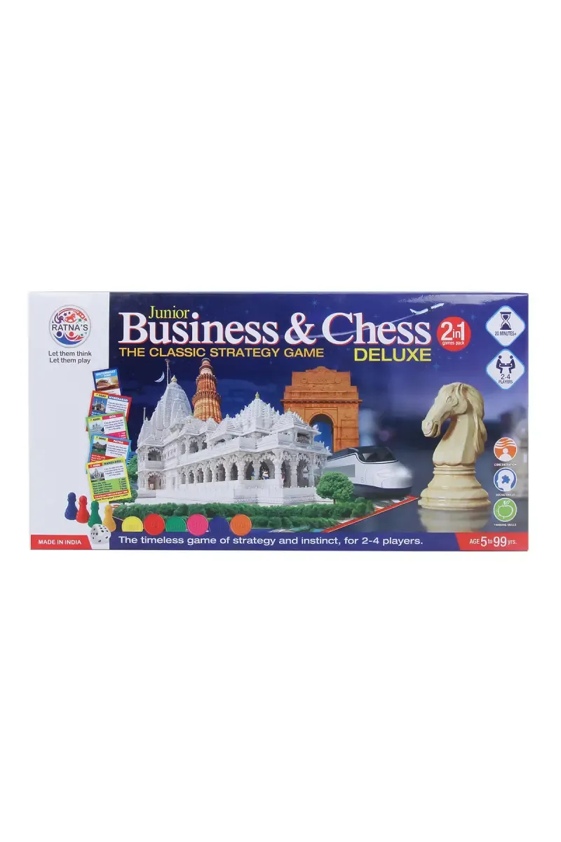 2 in 1 Junior Business & Chess Startegy Game (2 to 4 Players)