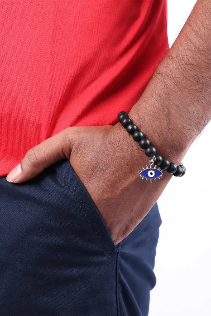 Evil Eye Charm Beaded Bracelet for Men