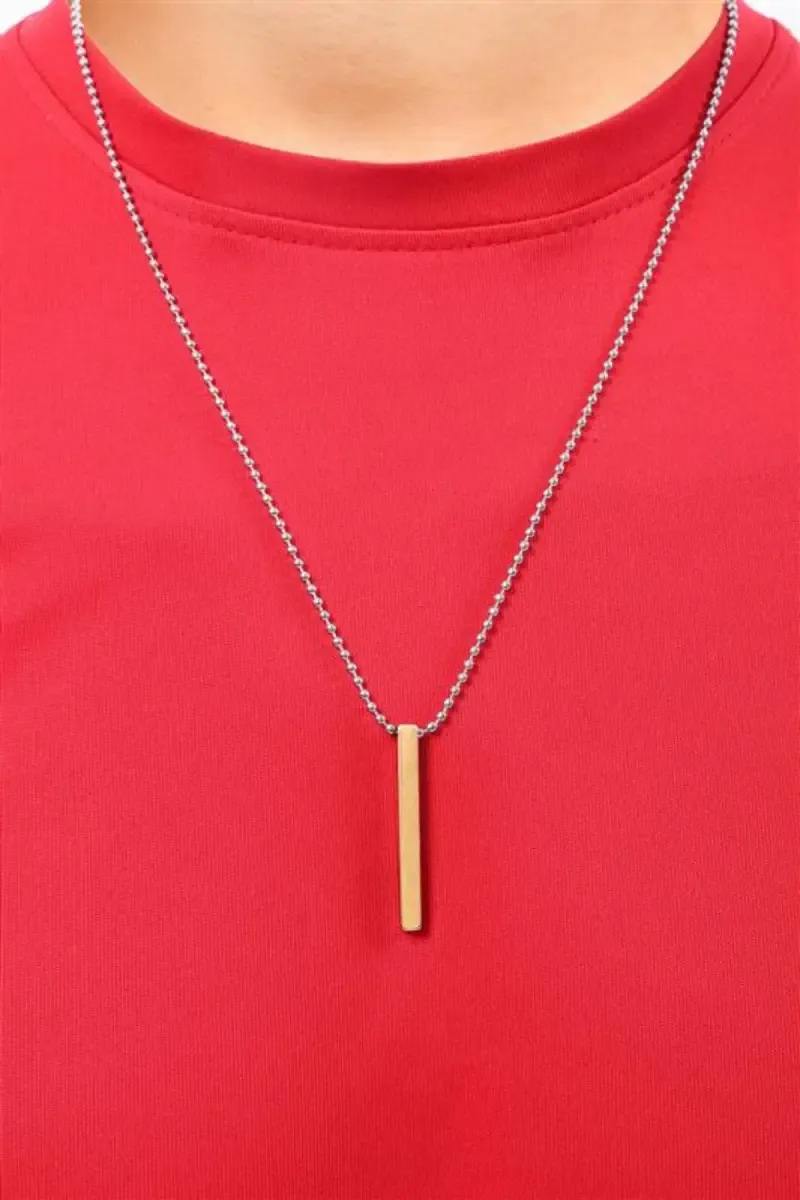 Vertical Bar Pendant Ball Chain for Men