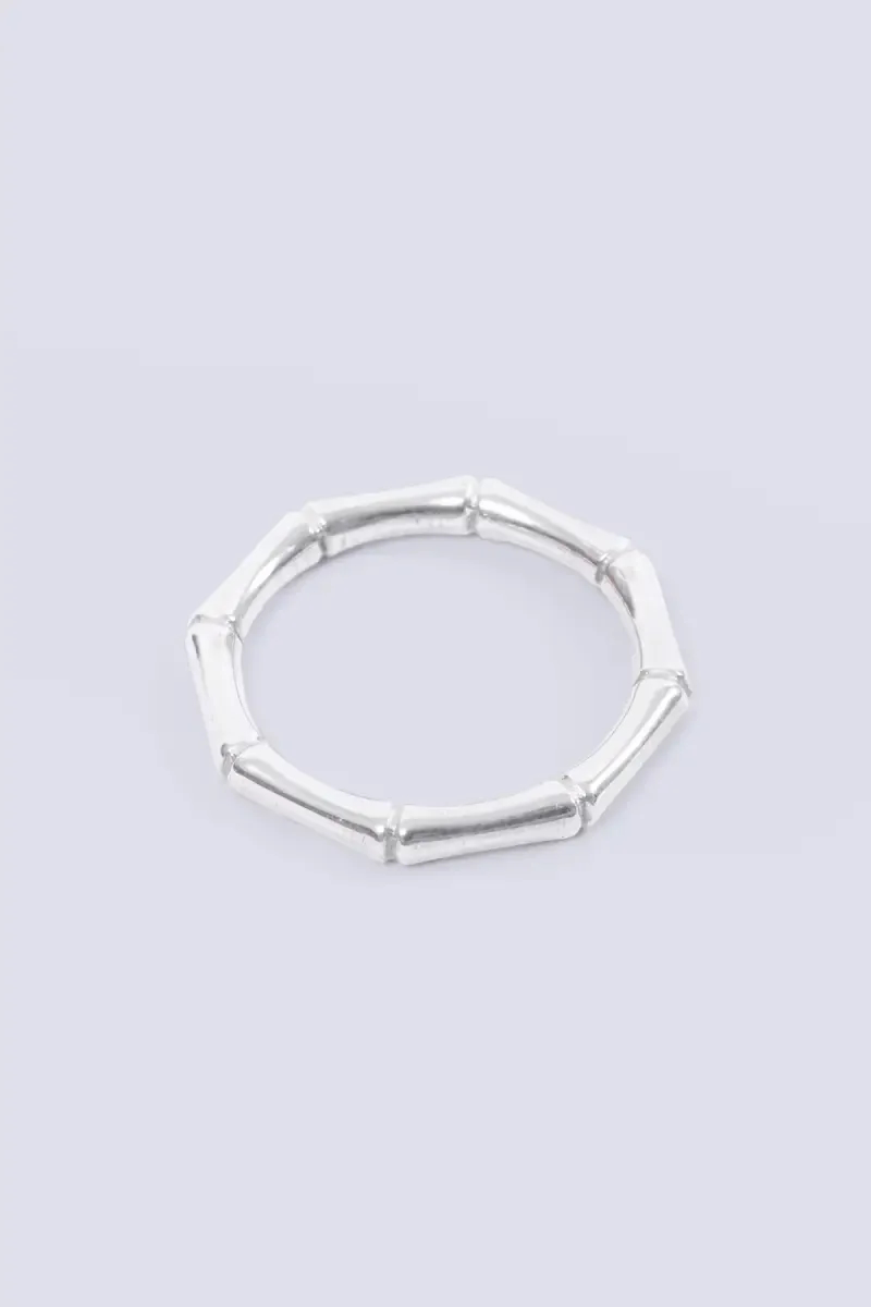 Bamboo Design Silver Plated Ring for Men 