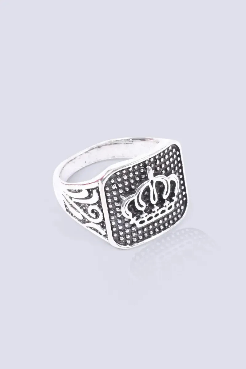 Silver Plated Crown Design Ring for Men
